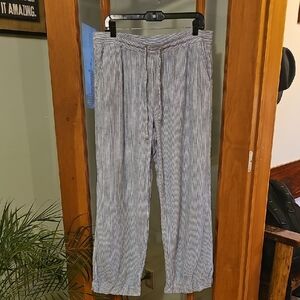 Rafaella Women's Striped Chinos in Blue and White